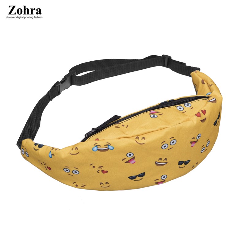 Pattern Printing Polyester Running Jogging Waist Bag for Women - Emoji-1