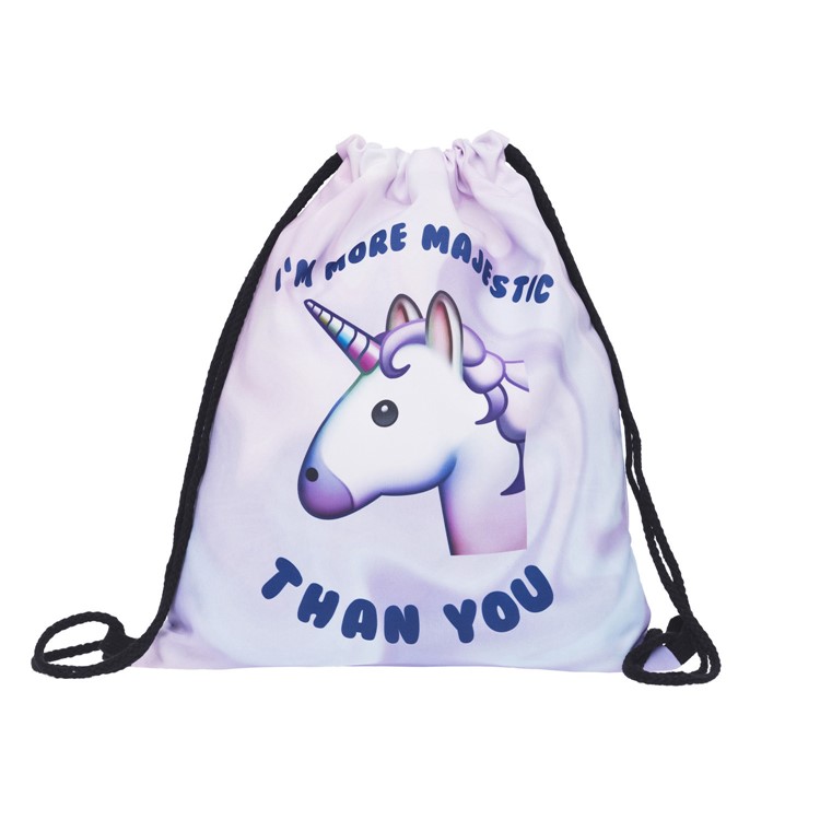 Unicorn Pattern Canvas Drawstring Backpack Women Shoulder Bag - One Unicorn-1