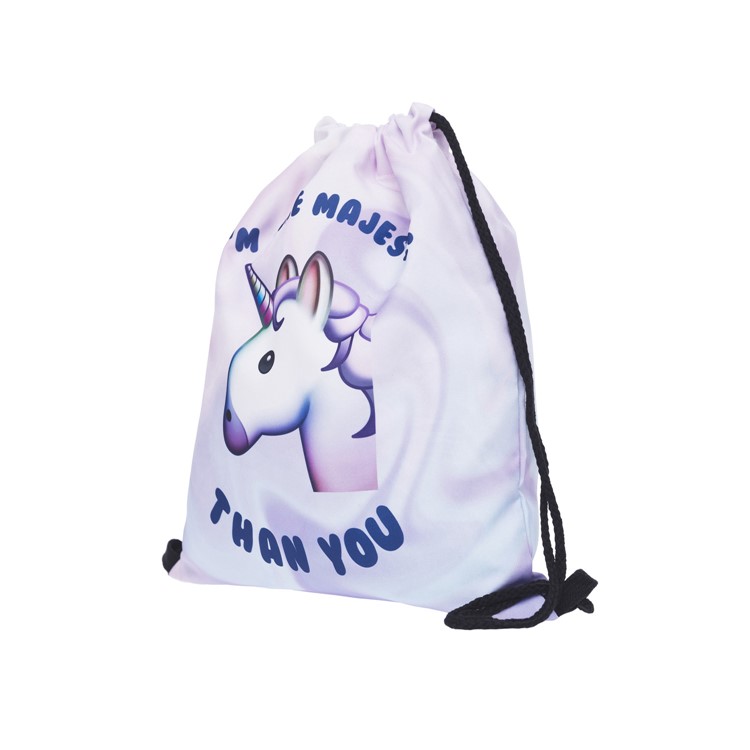 Unicorn Pattern Canvas Drawstring Backpack Women Shoulder Bag - One Unicorn-4