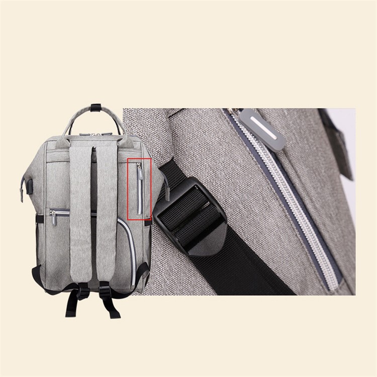 Multi-function Splash-proof Mummy Maternity Rucksack Handbag with USB Charging Port - Grey-10