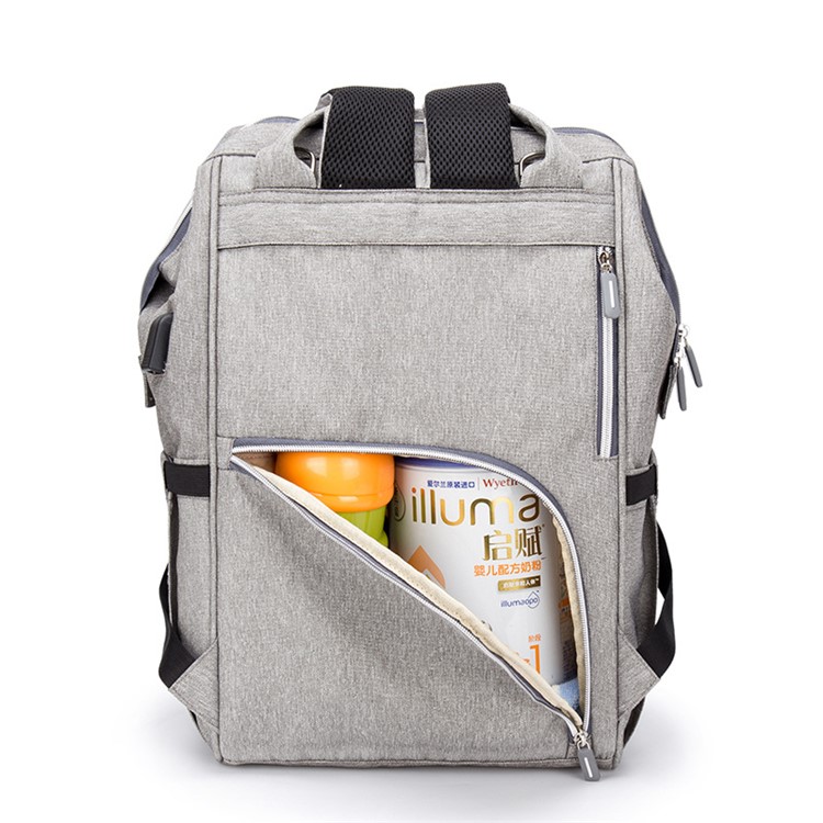Multi-function Splash-proof Mummy Maternity Rucksack Handbag with USB Charging Port - Grey-2