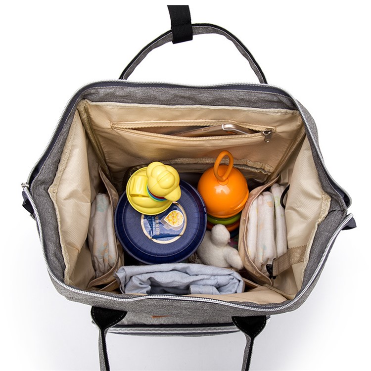 Multi-function Splash-proof Mummy Maternity Rucksack Handbag with USB Charging Port - Grey-4
