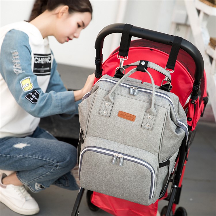 Multi-function Splash-proof Mummy Maternity Rucksack Handbag with USB Charging Port - Grey-5