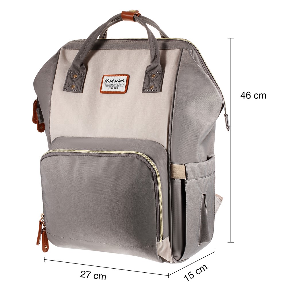 DOKOCLUB Fashion Leather Stitching Mommy Bag Waterproof Nylon Travel Bag Backpack with 3 Feeding-bottle Pockets-10