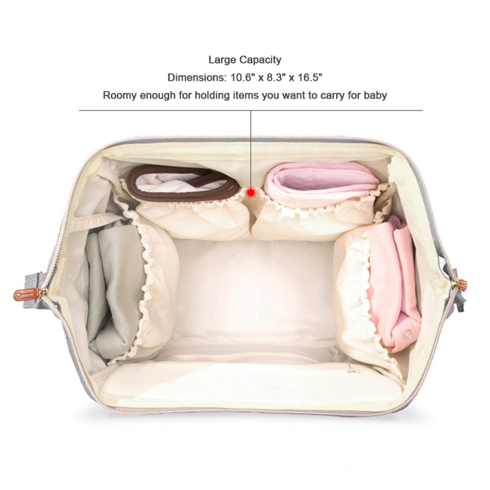 DOKOCLUB Fashion Leather Stitching Mommy Bag Waterproof Nylon Travel Bag Backpack with 3 Feeding-bottle Pockets-6
