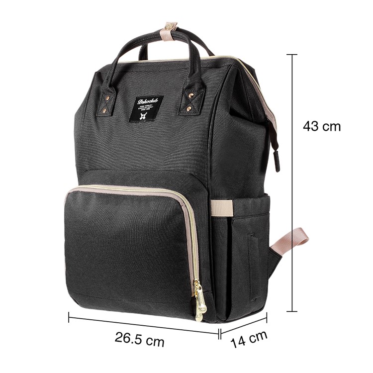 DOKOCLUB Multi-functional Oxford Cloth Mommy Bag Backpack with 2 Insulation Feeding Bottle Pockets - Black-10