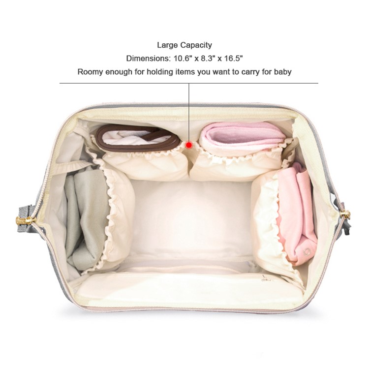 DOKOCLUB Multi-functional Oxford Cloth Mommy Bag Backpack with 2 Insulation Feeding Bottle Pockets - Black-6