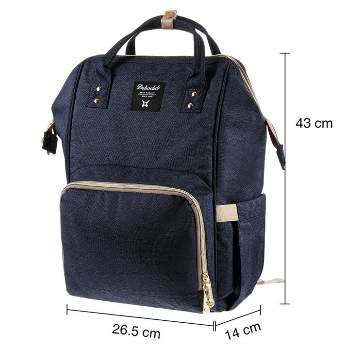DOKOCLUB Multi-funcional Oxford Pano Mommy Saco Mochila Com 2 Isolamento Garrafa De Alimentação Bolsos - Azul Escuro-10