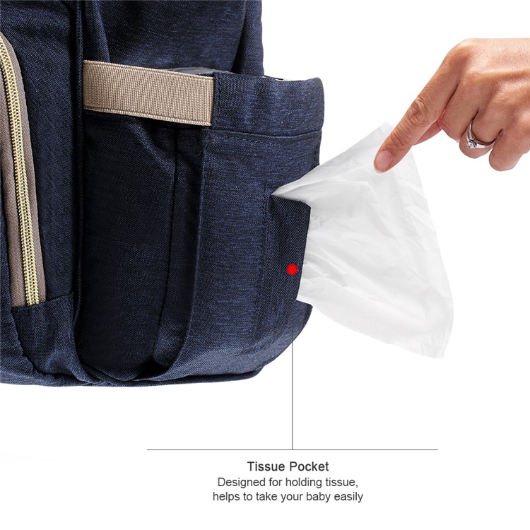 DOKOCLUB Multi-funcional Oxford Pano Mommy Saco Mochila Com 2 Isolamento Garrafa De Alimentação Bolsos - Azul Escuro-7
