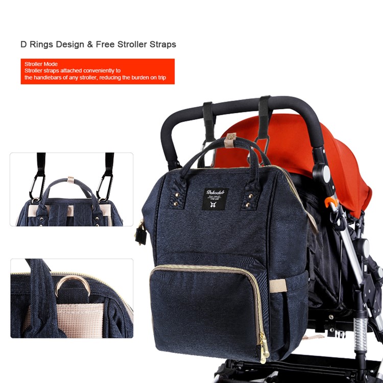 DOKOCLUB Multi-funcional Oxford Pano Mommy Saco Mochila Com 2 Isolamento Garrafa De Alimentação Bolsos - Azul Escuro-8
