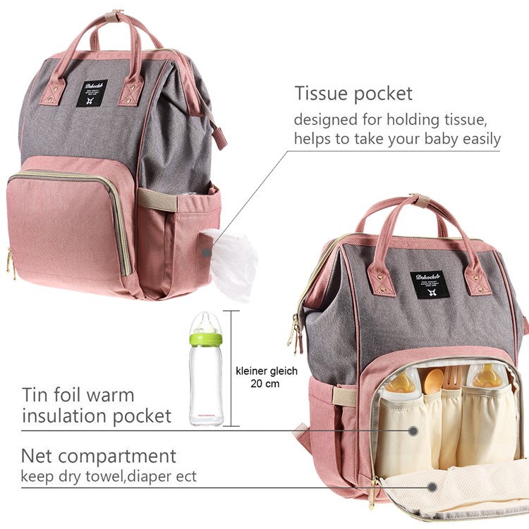 DOKOCLUB Oxford Chiffon Momie Maternité Sac À Dos Sac À Main - Rose / Gris-2