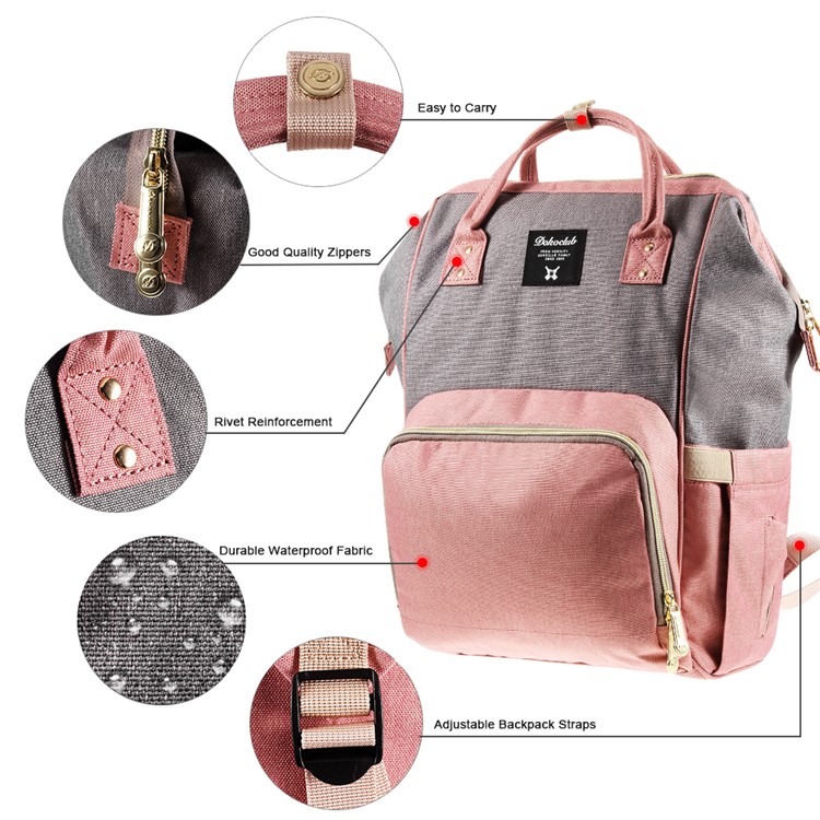 DOKOCLUB Oxford Chiffon Momie Maternité Sac À Dos Sac À Main - Rose / Gris-4