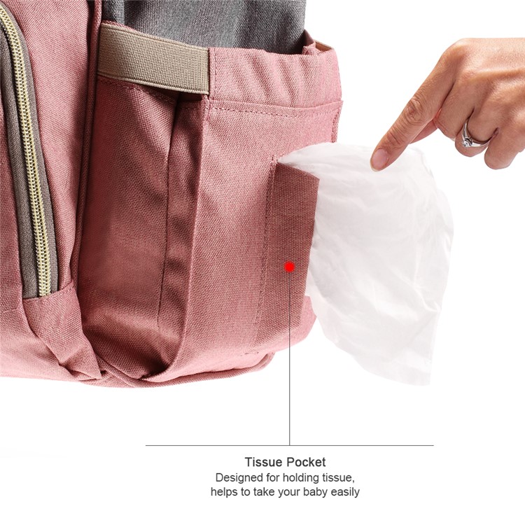 DOKOCLUB Oxford Chiffon Momie Maternité Sac À Dos Sac À Main - Rose / Gris-7
