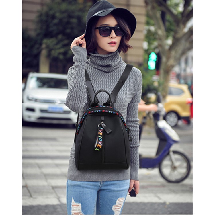 Fashionable Women's Backpack Shoulders Bag Bookbag Travel Backpack - Black-7