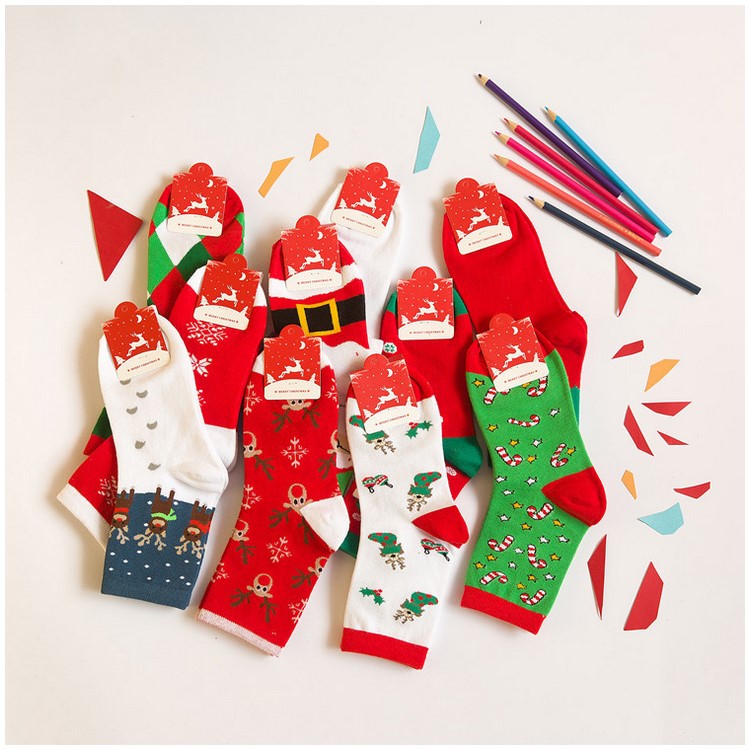 Christmas Holiday Cotton Soft Casual Warm Mid-calf Length Socks 5Pcs-1