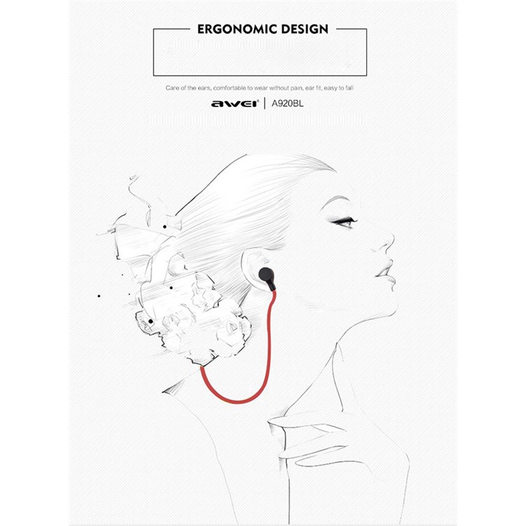 AWEI A920BL Wireless Bluetooth 4.0 Sports Stereo Earphone - Black-15