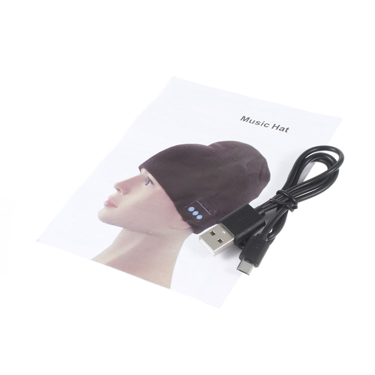 Wireless Bluetooth Knit Hat Receiver Headphone Speaker Microphone Cap - White-7