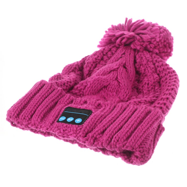Wireless Bluetooth Knit Hat Receiver Headphone Speaker Microphone Cap - Rose-5