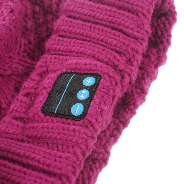 Wireless Bluetooth Knit Hat Receiver Headphone Speaker Microphone Cap - Rose-6