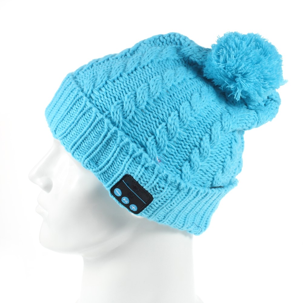 Wireless Bluetooth Knit Hat Receiver Headphone Speaker Microphone Cap - Blue-2