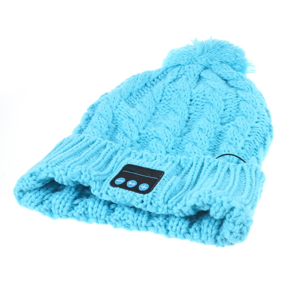 Wireless Bluetooth Knit Hat Receiver Headphone Speaker Microphone Cap - Blue-4
