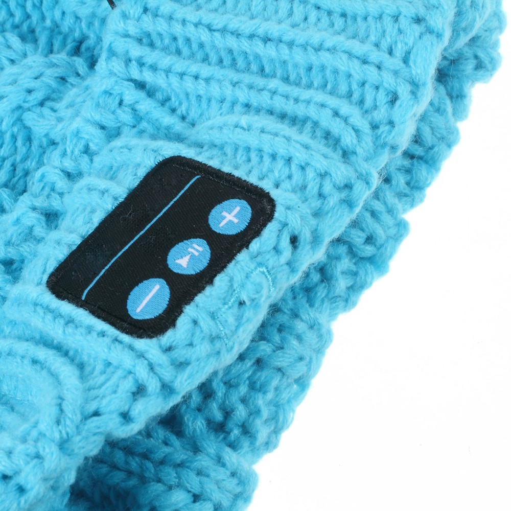 Wireless Bluetooth Knit Hat Receiver Headphone Speaker Microphone Cap - Blue-6