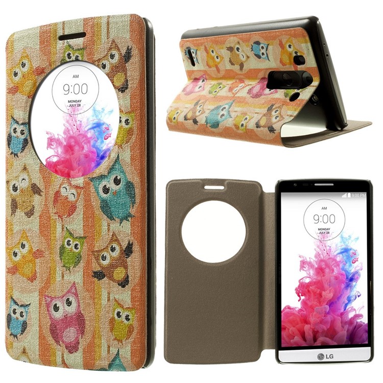 For LG G3 S D722 D725 Multiple Owls Window View Leather Case w/ Perfume Smell & Stand-1
