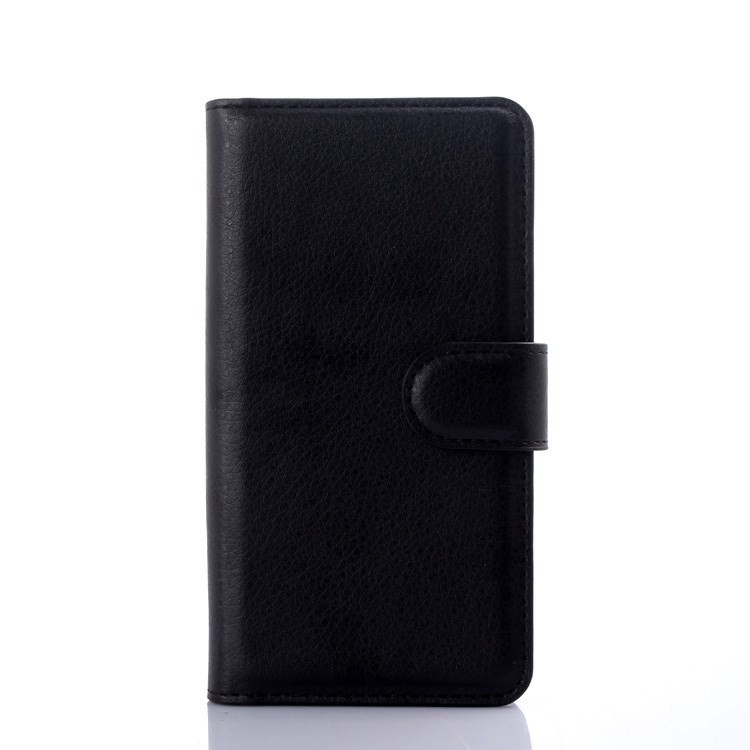 Litchi Skin Leather Case for LG Leon 4G LTE H340N with Card Slots - Black-1