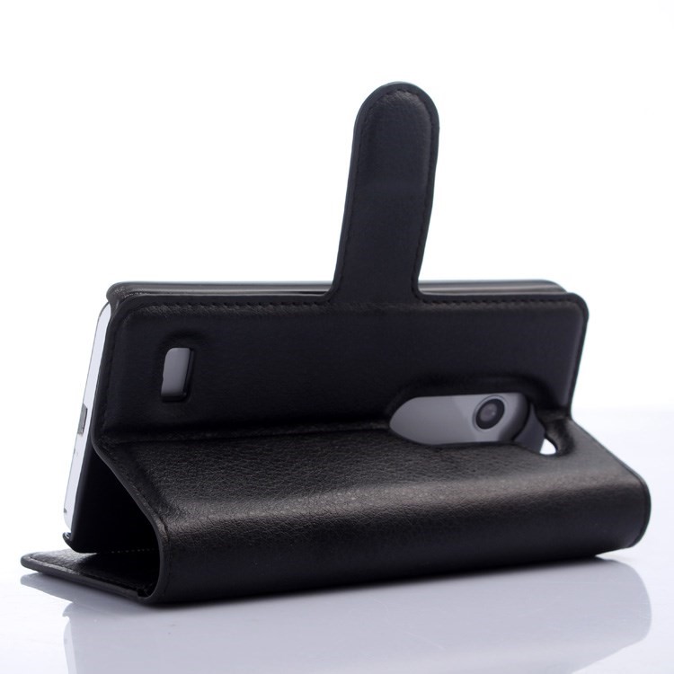 Litchi Skin Leather Case for LG Leon 4G LTE H340N with Card Slots - Black-3