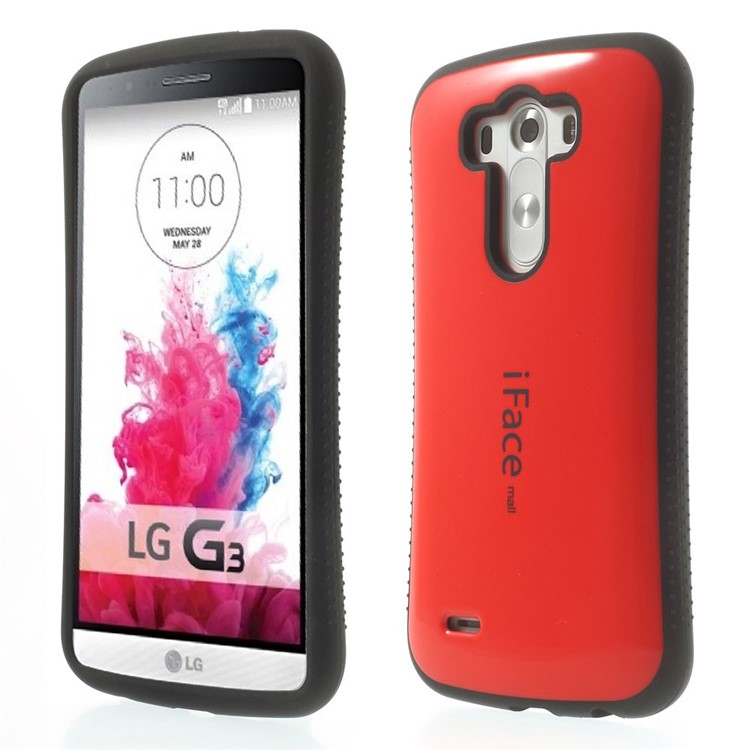 IFACE MALL Anti-slip PC + TPU Hybrid Back Cover for LG G3 D850 D855 LS990 - Red-1