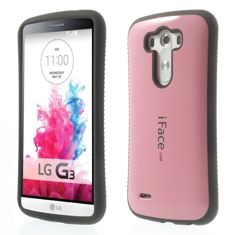 IFACE MALL Anti-derrapante PC + TPU Hybrid Back Cover para LG G3 D850 D855 LS990 - Rosa-1