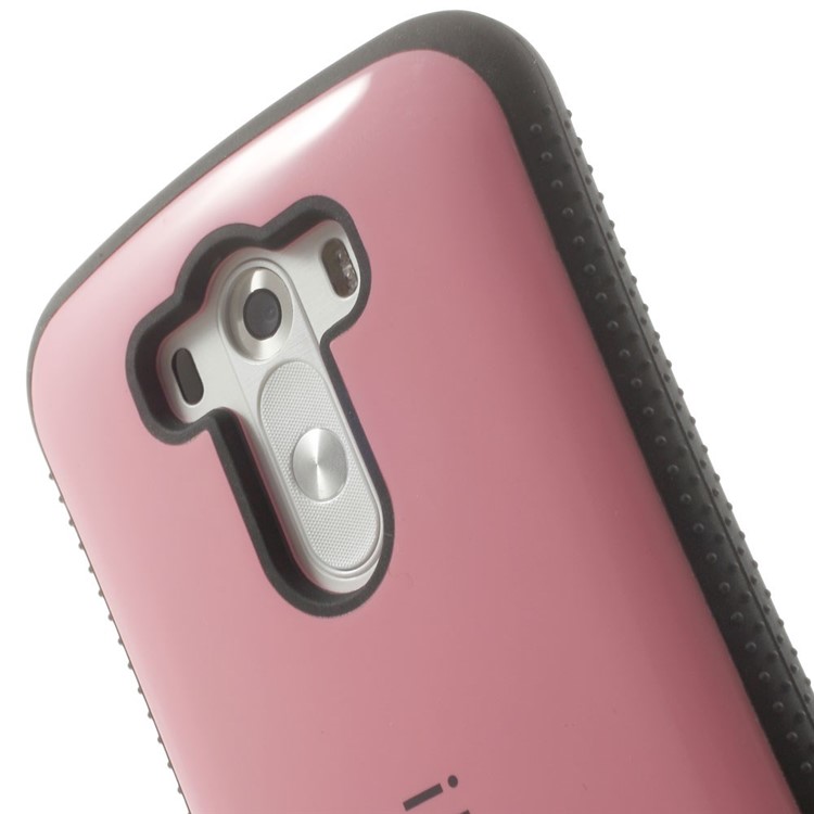IFACE MALL Anti-derrapante PC + TPU Hybrid Back Cover para LG G3 D850 D855 LS990 - Rosa-5