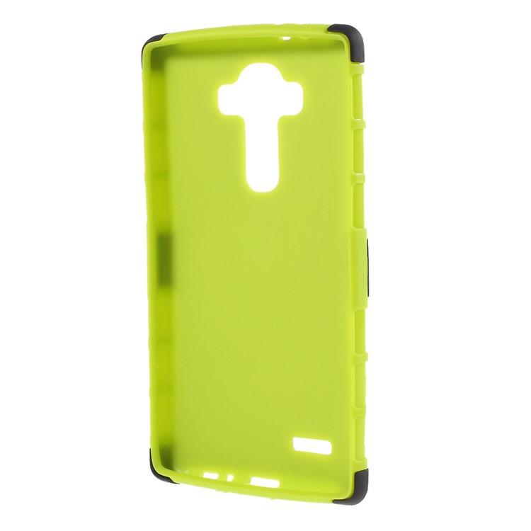 Anti-slip Grid Pattern PC + TPU Hybrid Shell Case for LG G4 with Kickstand - Green-2