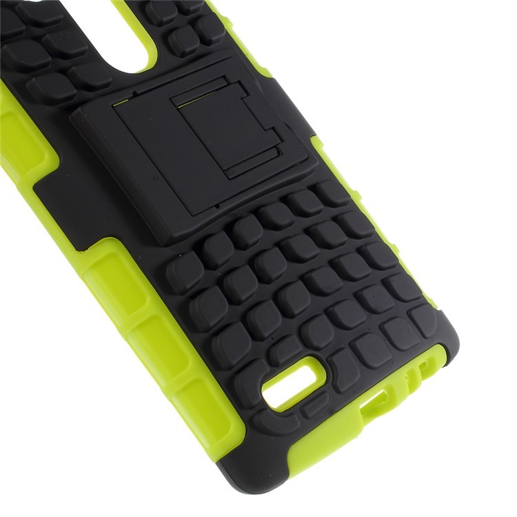 Anti-slip Grid Pattern PC + TPU Hybrid Shell Case for LG G4 with Kickstand - Green-4