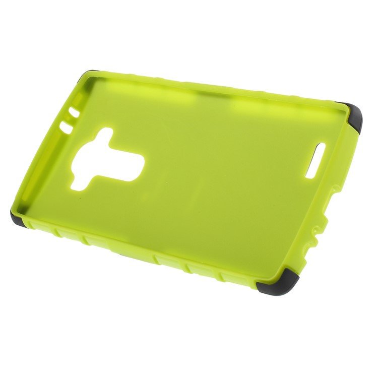 Anti-slip Grid Pattern PC + TPU Hybrid Shell Case for LG G4 with Kickstand - Green-6