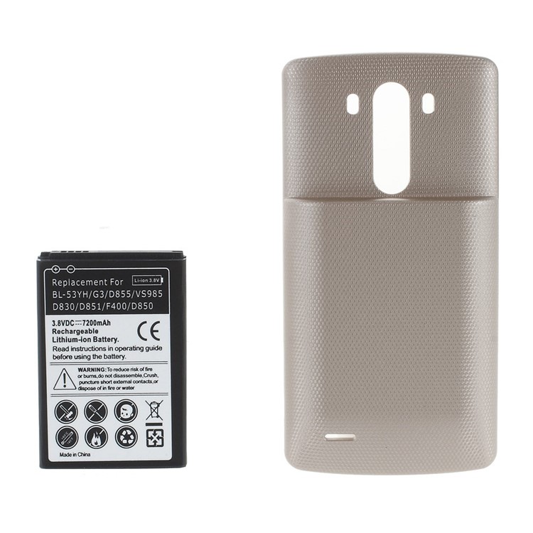 7200mAh Extended Battery + Back Housing Cover for LG G3 D850 D855 LS990 - Champagne-1
