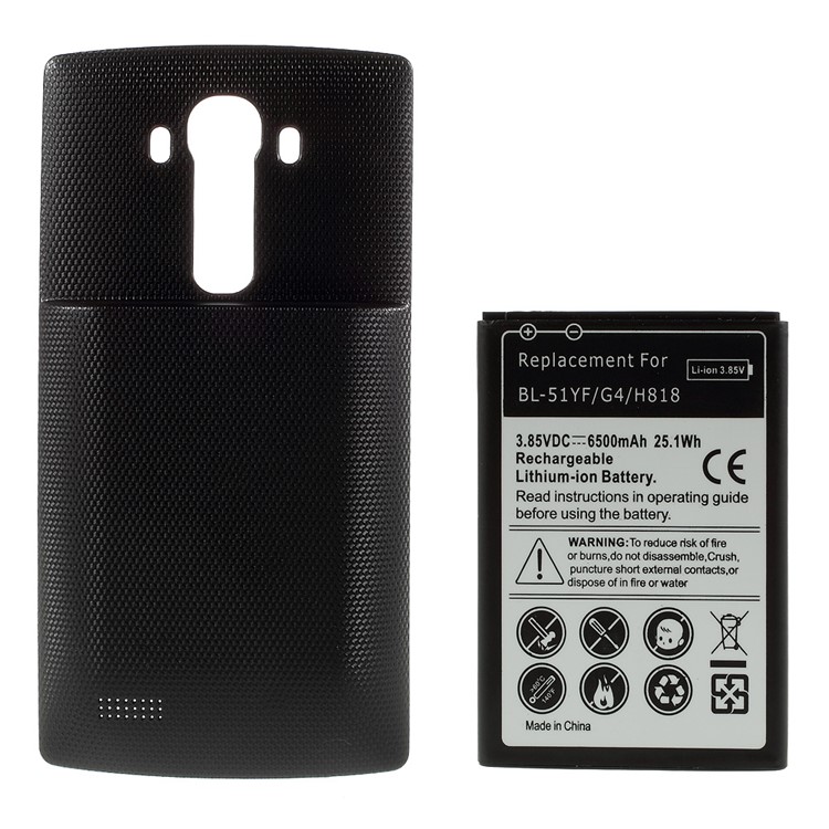 6500mah Batería Extendida De Alta Capacidad + Tapa De Puerta Trasera Para LG G4 H818 - Negro-1