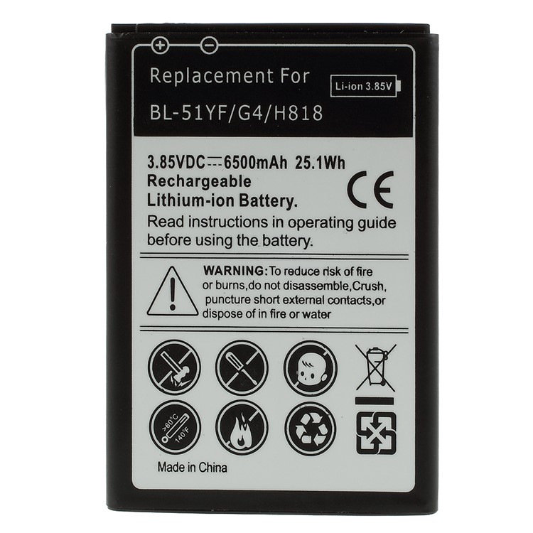 6500mah Batería Extendida De Alta Capacidad + Tapa De Puerta Trasera Para LG G4 H818 - Negro-2