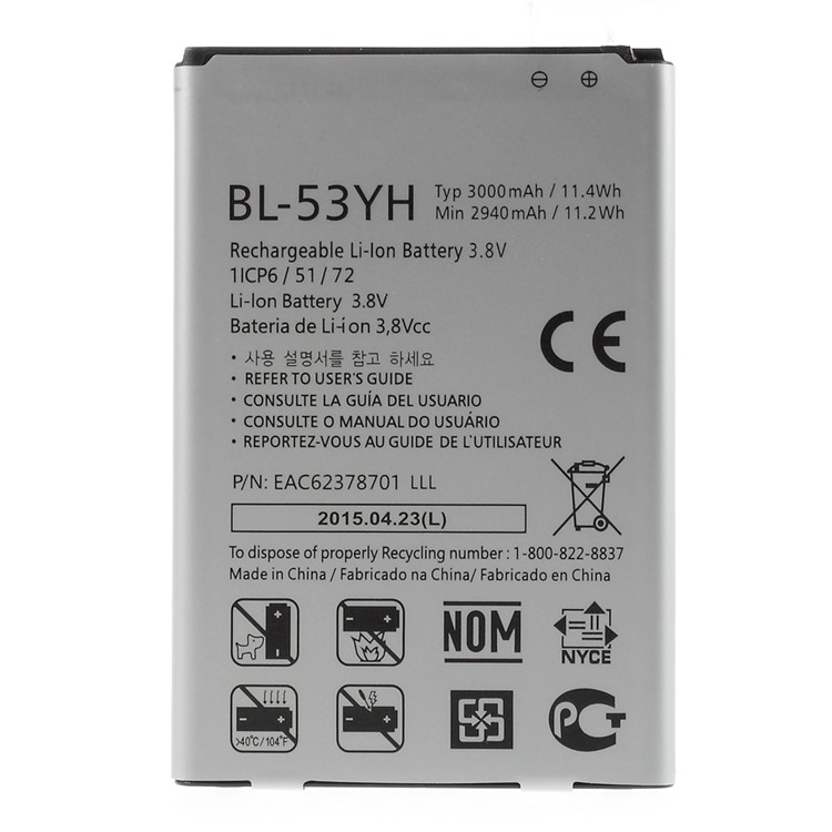OEM 3000mAh Li-ion Battery Replacement for LG G3 D850 D855 LS990