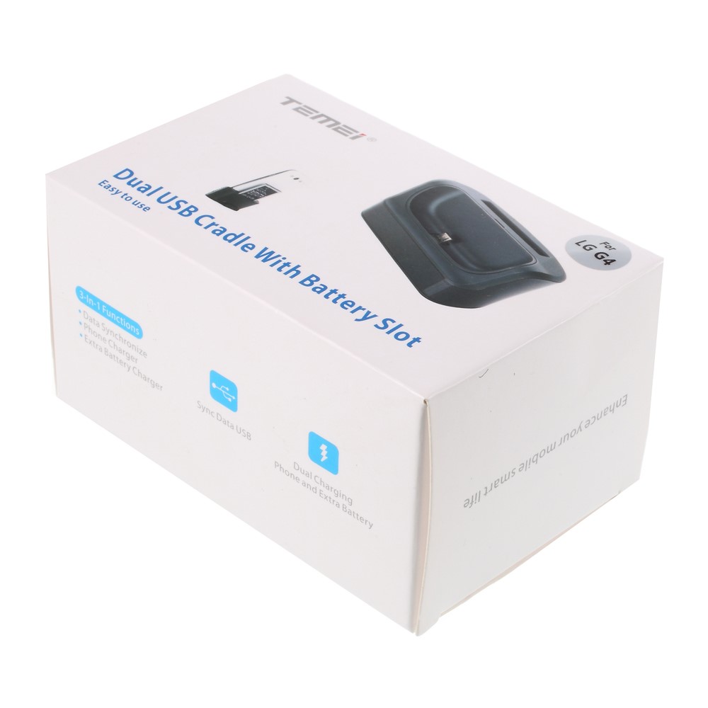USB Charger Dock Cradle w/ Spare Battery Slot for LG G4 - Black-8