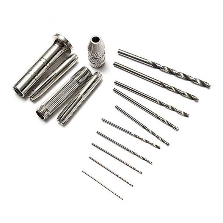 Mini Hand Drill + 10Pcs Twist Drill Bits Tool Kits-7
