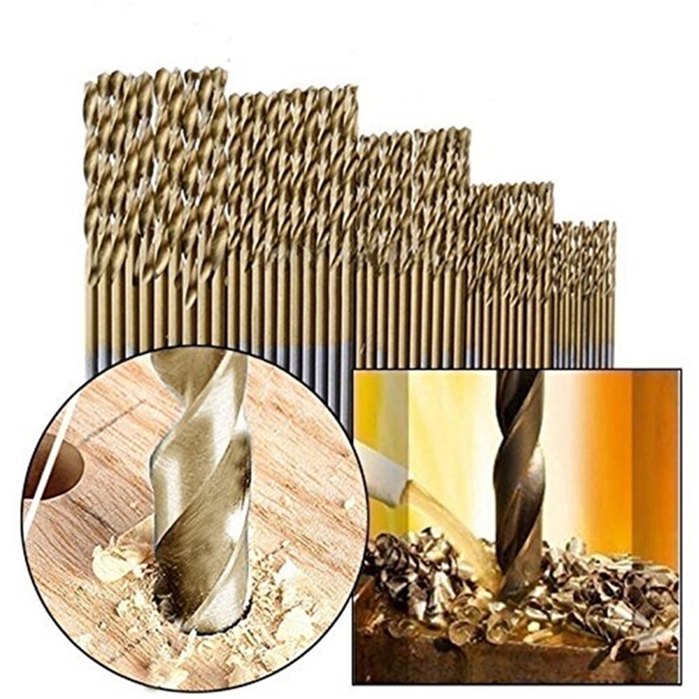 60pcs/paquete de Alta Velocidad HSS Titanium Twist Bitad Bit Set Metric System 1.0-3.5 mm