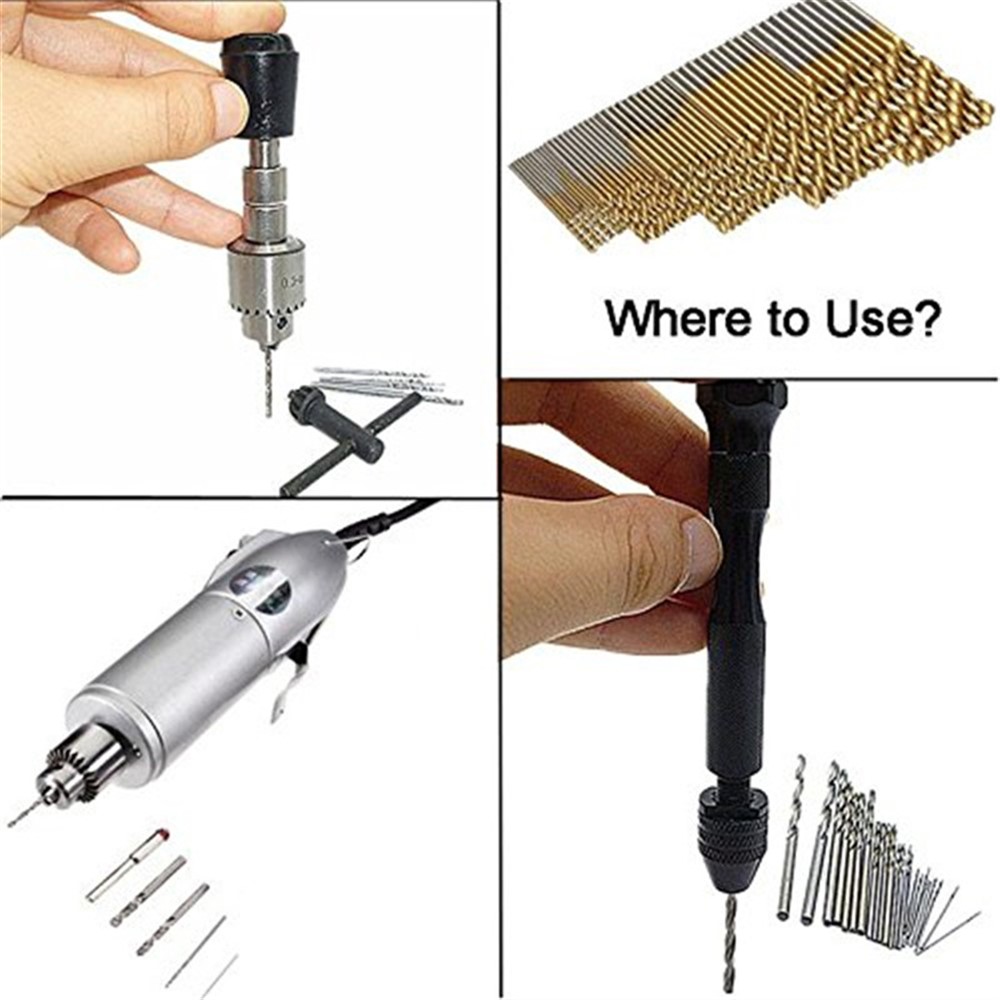 60pcs / Pack High Speed ​​hss Plating Titanium Twist Drill Bit Set Metric System 1.0-3.5 mm