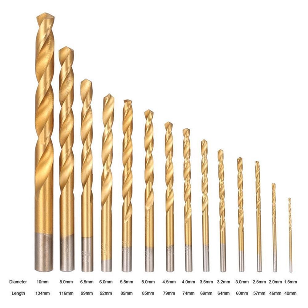 60pcs / Pack High Speed ​​hss Plating Titanium Twist Drill Bit Set Metric System 1.0-3.5 mm