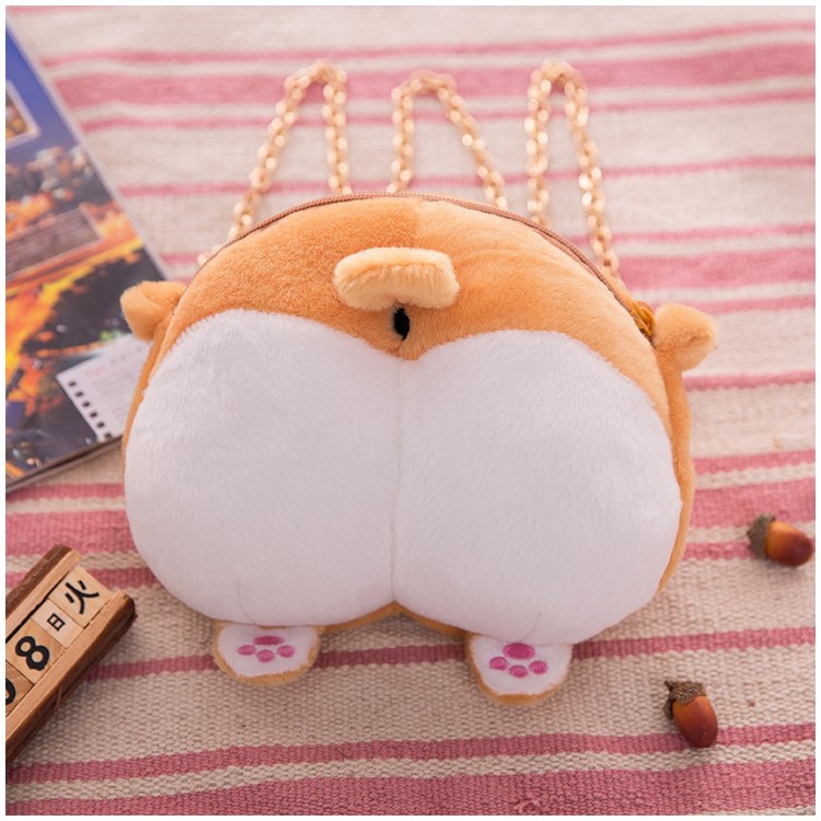 Soft Plush Kawaii Ass Shoulder Bag Corgi Butt Handbag, Size: 22 x 20cm-1