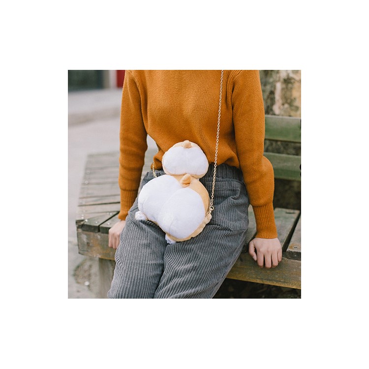 Soft Plush Kawaii Ass Shoulder Bag Corgi Butt Handbag, Size: 22 x 20cm-14