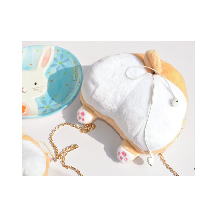 Soft Plush Kawaii Ass Shoulder Bag Corgi Butt Handbag, Size: 22 x 20cm-15