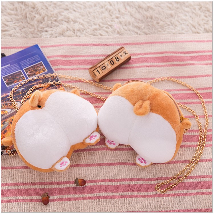 Soft Plush Kawaii Ass Shoulder Bag Corgi Butt Handbag, Size: 22 x 20cm-3