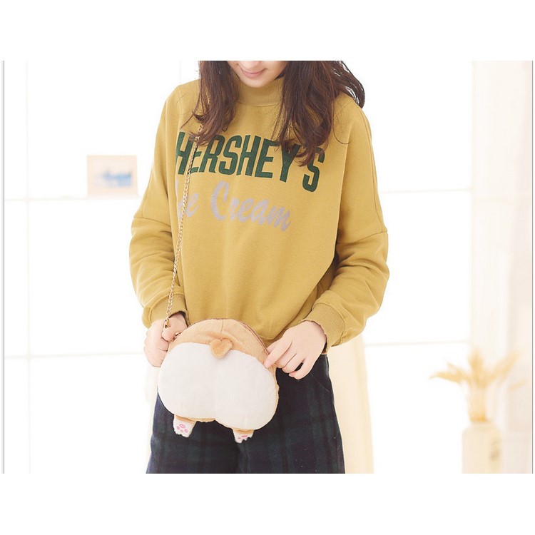 Soft Plush Kawaii Ass Shoulder Bag Corgi Butt Handbag, Size: 22 x 20cm-8