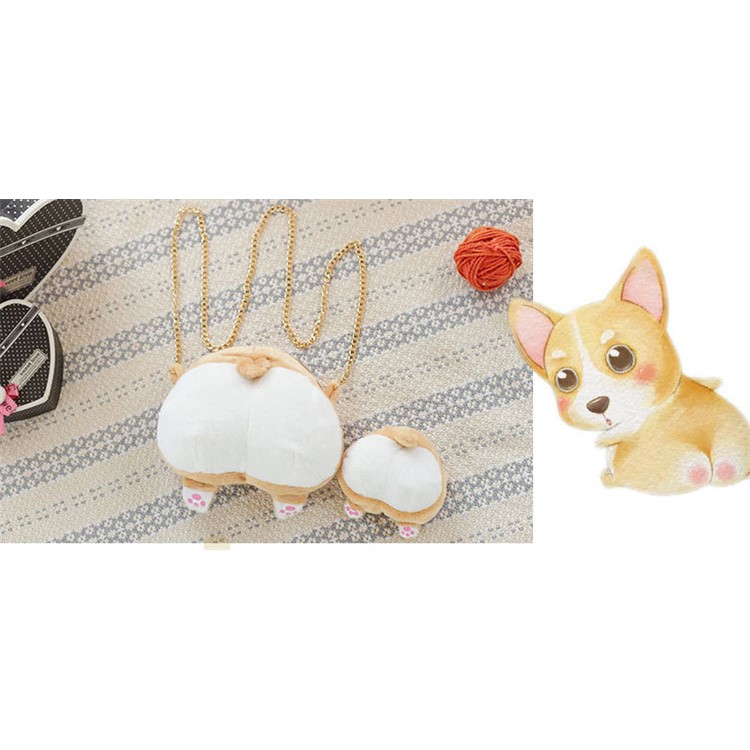 Soft Plush Kawaii Corgi Butt Ass Zipper Wallet Change Case Coin Purse, Size: 15 x 10cm-4